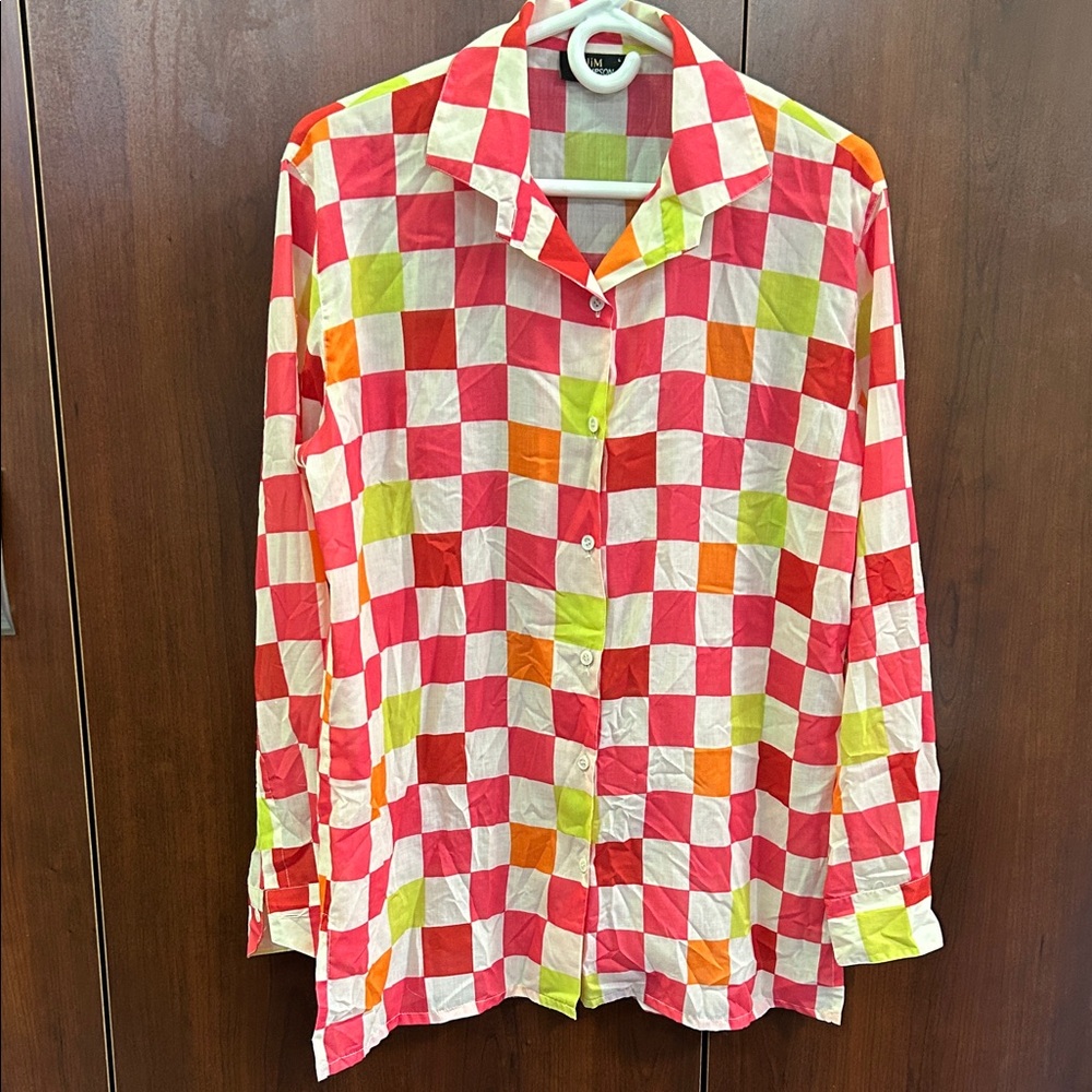 UNISEX sz L JIM THOMPSON Colorful Patterned lightweight button down shirt